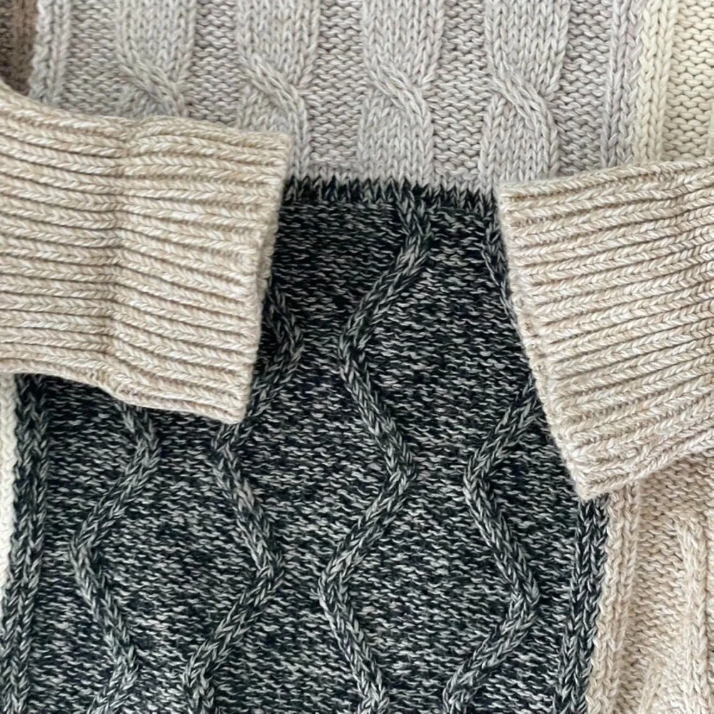 Orvis Vintage Patchwork Cable Knit Sweater Mens M 100% Cotton Grandpa 90s Preppy - Picture 3 of 5